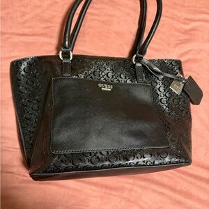 GUESS Embossed Black Tote